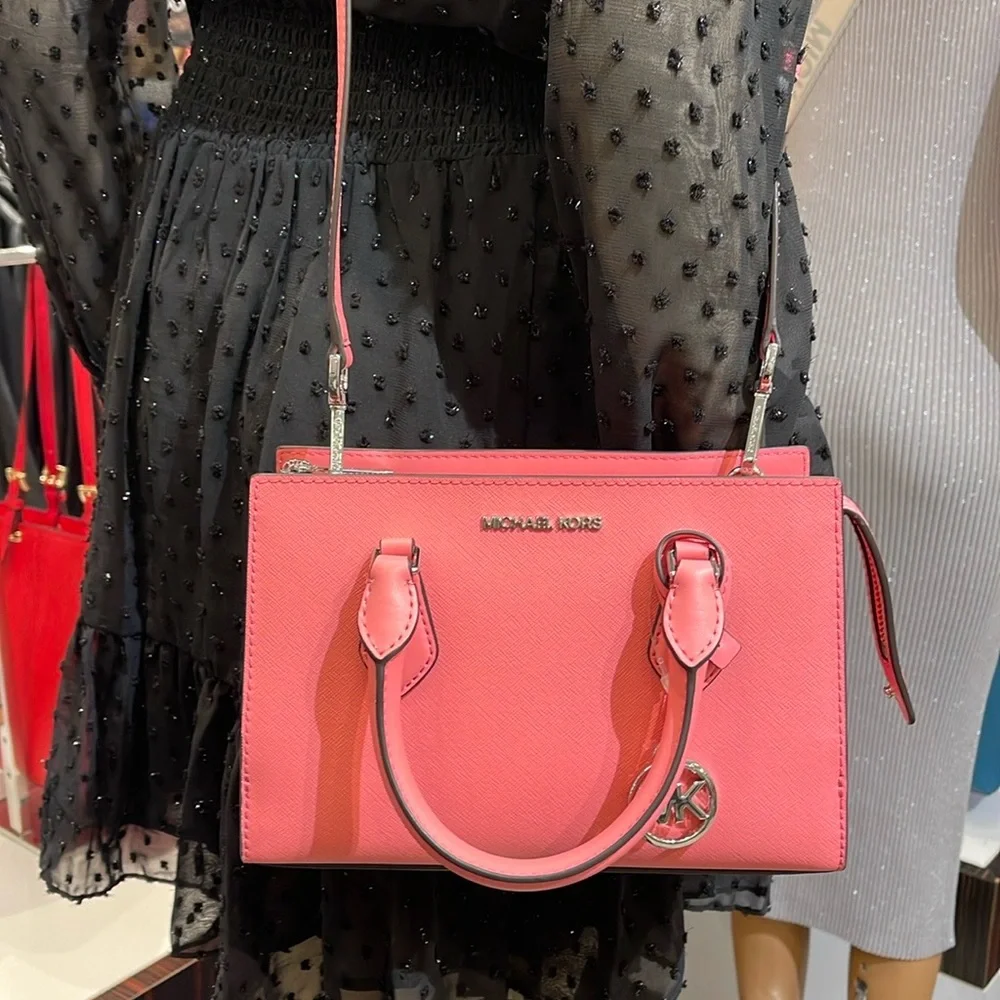 MICHAEL KORS
Sheila Small Faux Saffiano Leather Satchel
Tea Rose 
NWT - Picture 14 of 16
